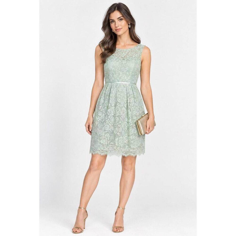 Anthropologie Jenny Yoo Collection Green Floral Lace Cocktail Mini Dress 8